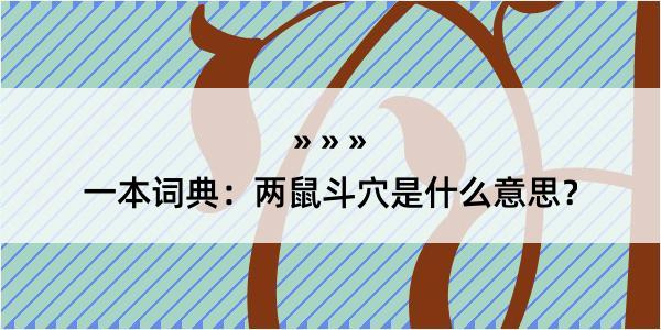 一本词典：两鼠斗穴是什么意思？