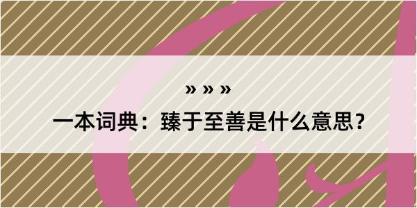 一本词典：臻于至善是什么意思？