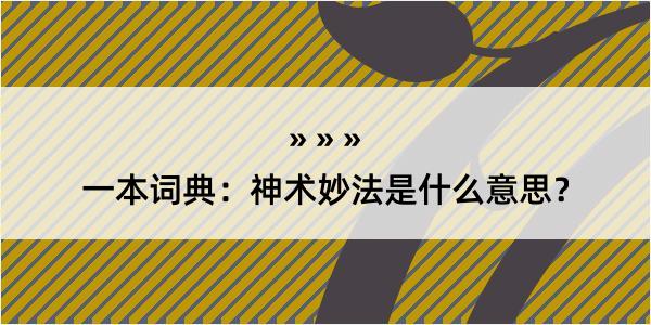 一本词典：神术妙法是什么意思？