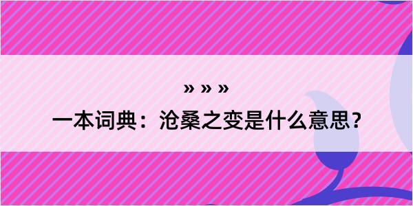 一本词典：沧桑之变是什么意思？