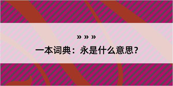 一本词典：永是什么意思？