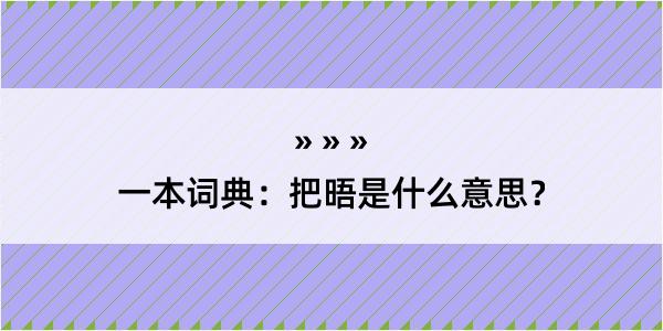 一本词典：把晤是什么意思？