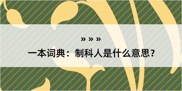 一本词典：制科人是什么意思？