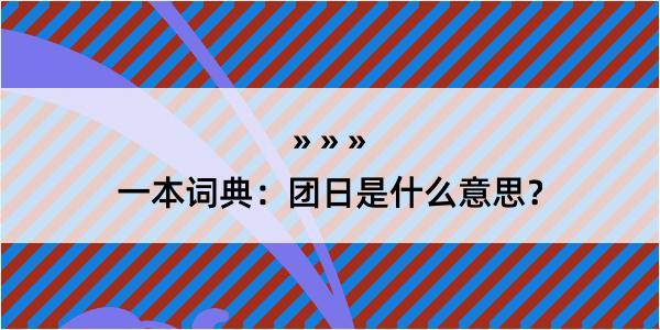 一本词典：团日是什么意思？