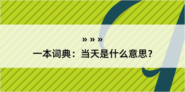 一本词典：当天是什么意思？