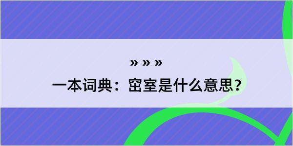 一本词典：窋室是什么意思？