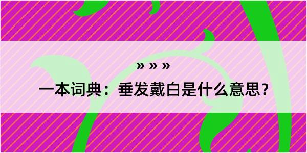 一本词典：垂发戴白是什么意思？