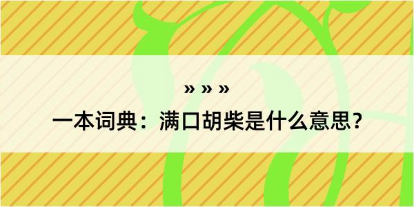 一本词典：满口胡柴是什么意思？