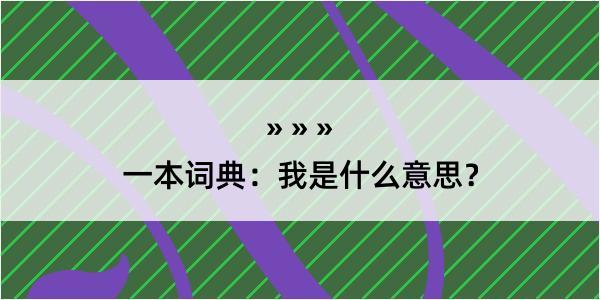 一本词典：我是什么意思？