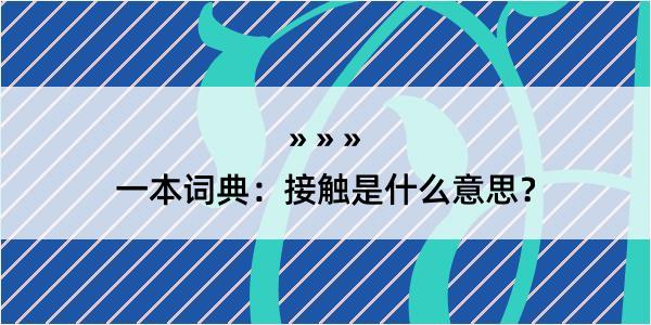 一本词典：接触是什么意思？