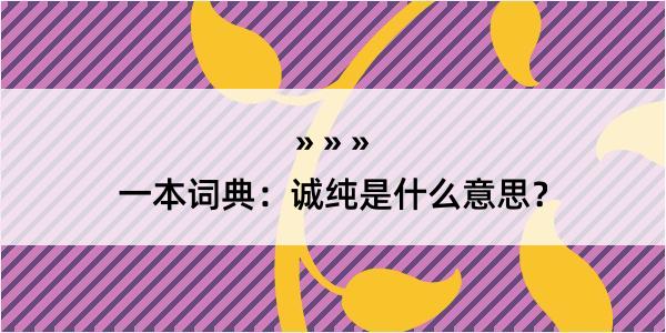 一本词典：诚纯是什么意思？