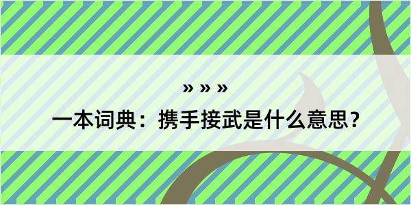 一本词典：携手接武是什么意思？