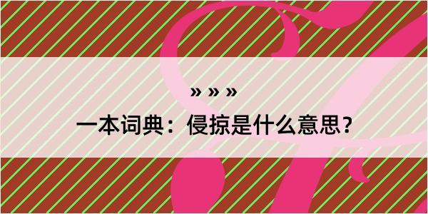 一本词典：侵掠是什么意思？