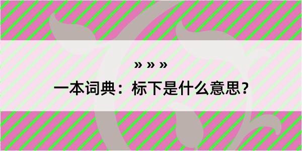 一本词典：标下是什么意思？