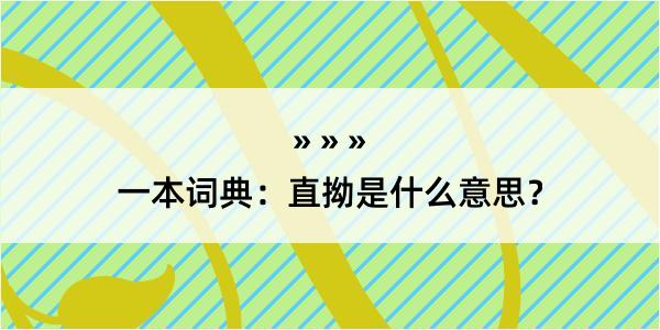 一本词典：直拗是什么意思？