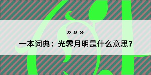 一本词典：光霁月明是什么意思？