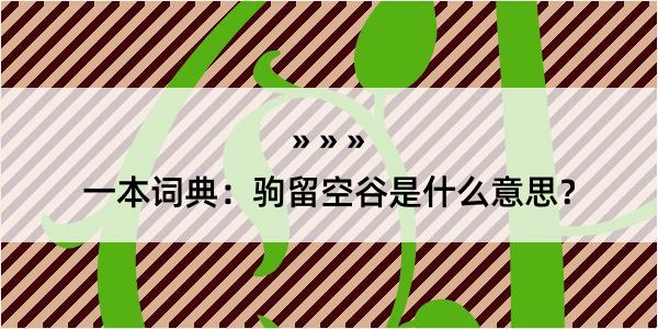 一本词典：驹留空谷是什么意思？