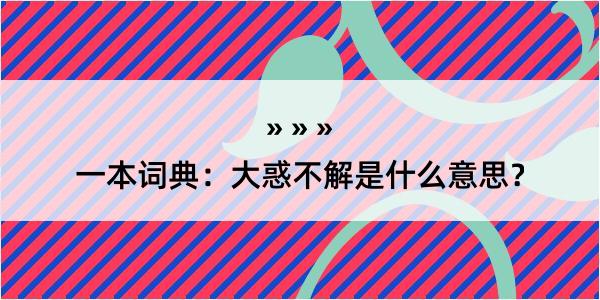 一本词典：大惑不解是什么意思？