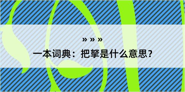 一本词典：把拏是什么意思？