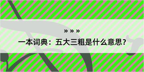 一本词典：五大三粗是什么意思？