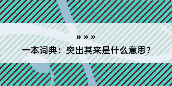 一本词典：突出其来是什么意思？