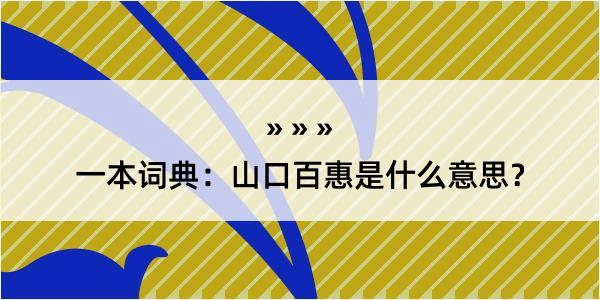 一本词典：山口百惠是什么意思？