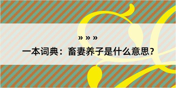 一本词典：畜妻养子是什么意思？