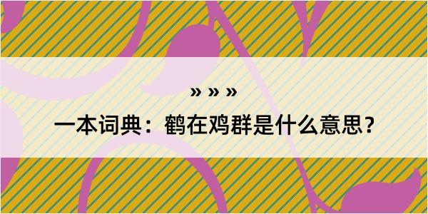 一本词典：鹤在鸡群是什么意思？