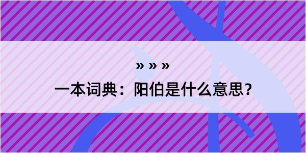 一本词典：阳伯是什么意思？