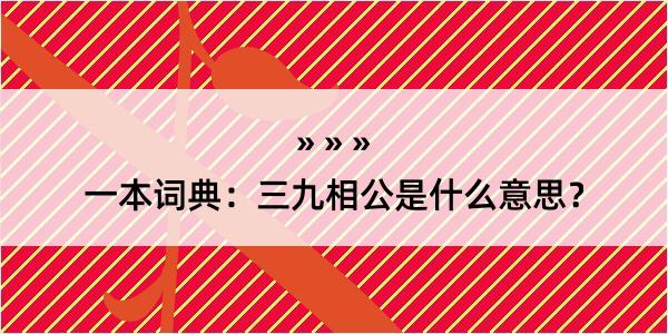 一本词典：三九相公是什么意思？