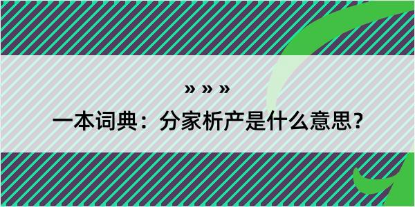 一本词典：分家析产是什么意思？