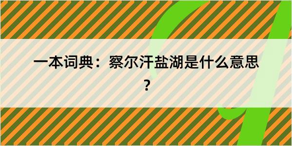 一本词典：察尔汗盐湖是什么意思？