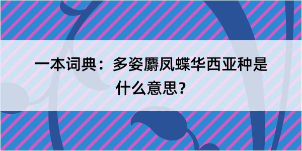 一本词典：多姿麝凤蝶华西亚种是什么意思？