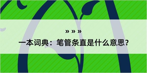 一本词典：笔管条直是什么意思？