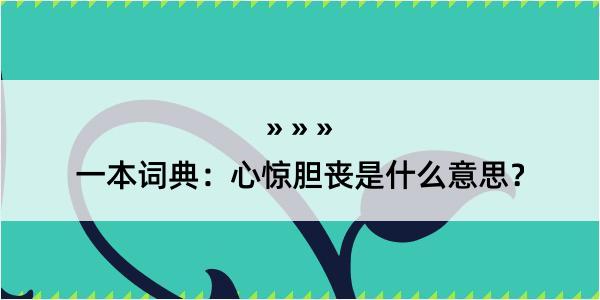 一本词典：心惊胆丧是什么意思？