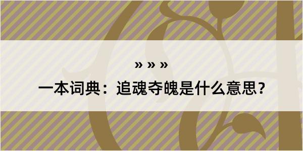 一本词典：追魂夺魄是什么意思？