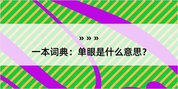 一本词典：单眼是什么意思？