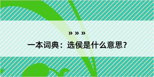 一本词典：选侯是什么意思？