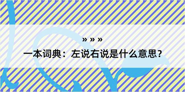 一本词典：左说右说是什么意思？