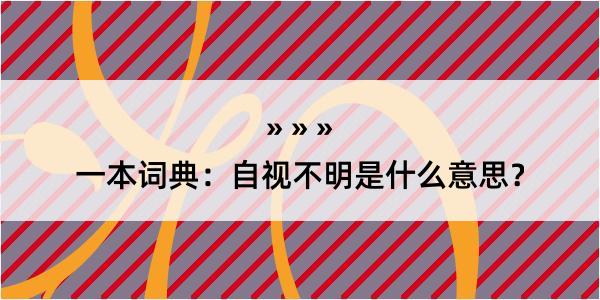 一本词典：自视不明是什么意思？