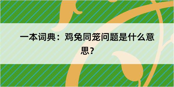 一本词典：鸡兔同笼问题是什么意思？