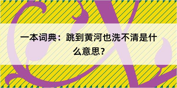 一本词典：跳到黄河也洗不清是什么意思？