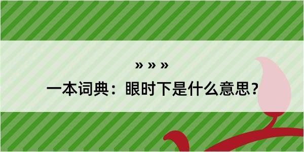 一本词典：眼时下是什么意思？