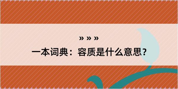 一本词典：容质是什么意思？