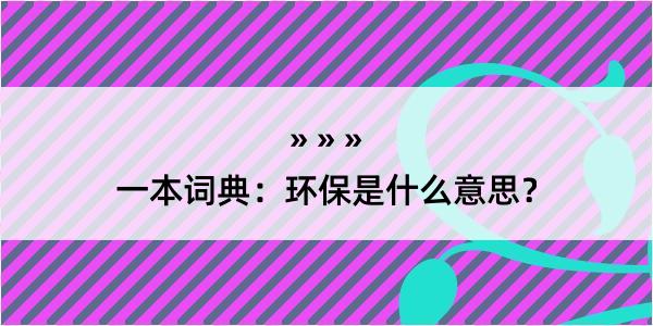 一本词典：环保是什么意思？