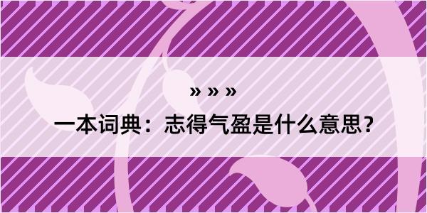 一本词典：志得气盈是什么意思？