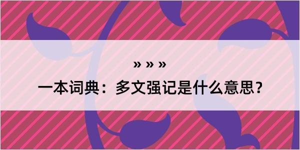 一本词典：多文强记是什么意思？