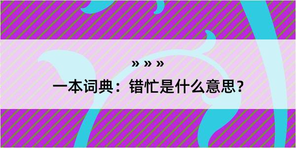 一本词典：错忙是什么意思？