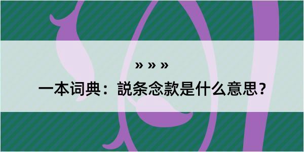 一本词典：説条念款是什么意思？