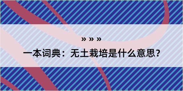 一本词典：无土栽培是什么意思？